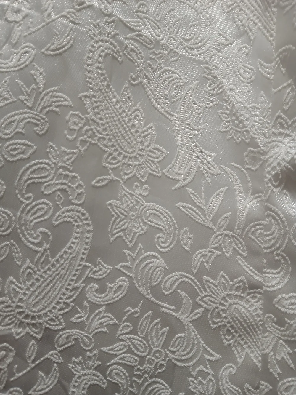 White Floral Jacquard Tuxedo Jacket with Black Satin Shawl Collar